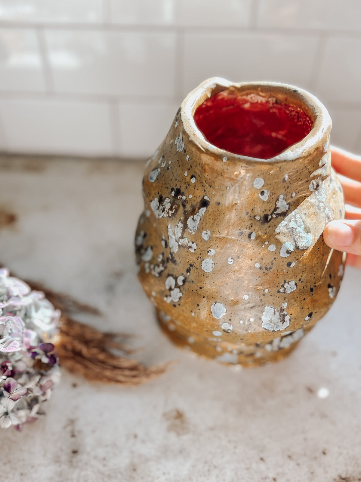 Vintage Studio Pottery Speckled Vase
