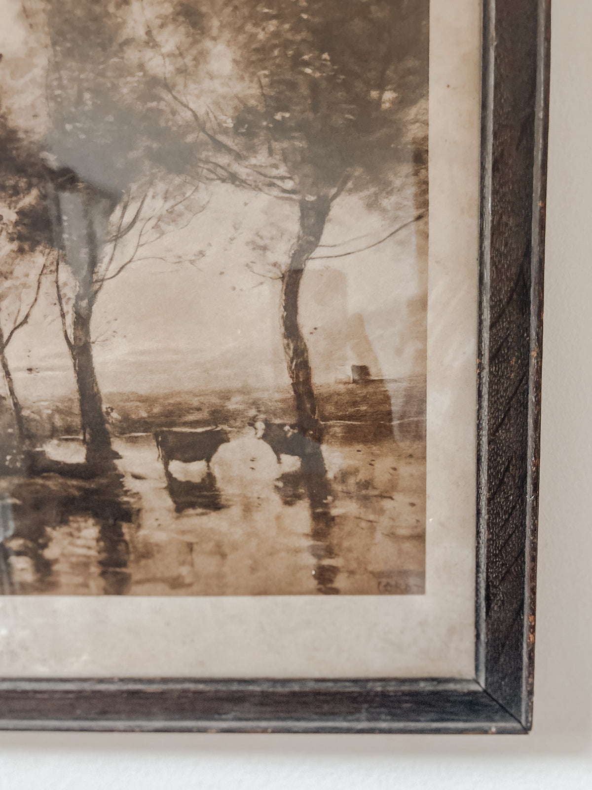 Vintage L’Etang by Corot Framed Lithograph Print