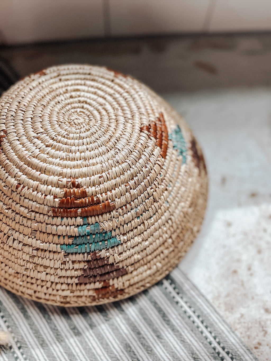 Vintage Tribal Woven Basket Fruit Bowl