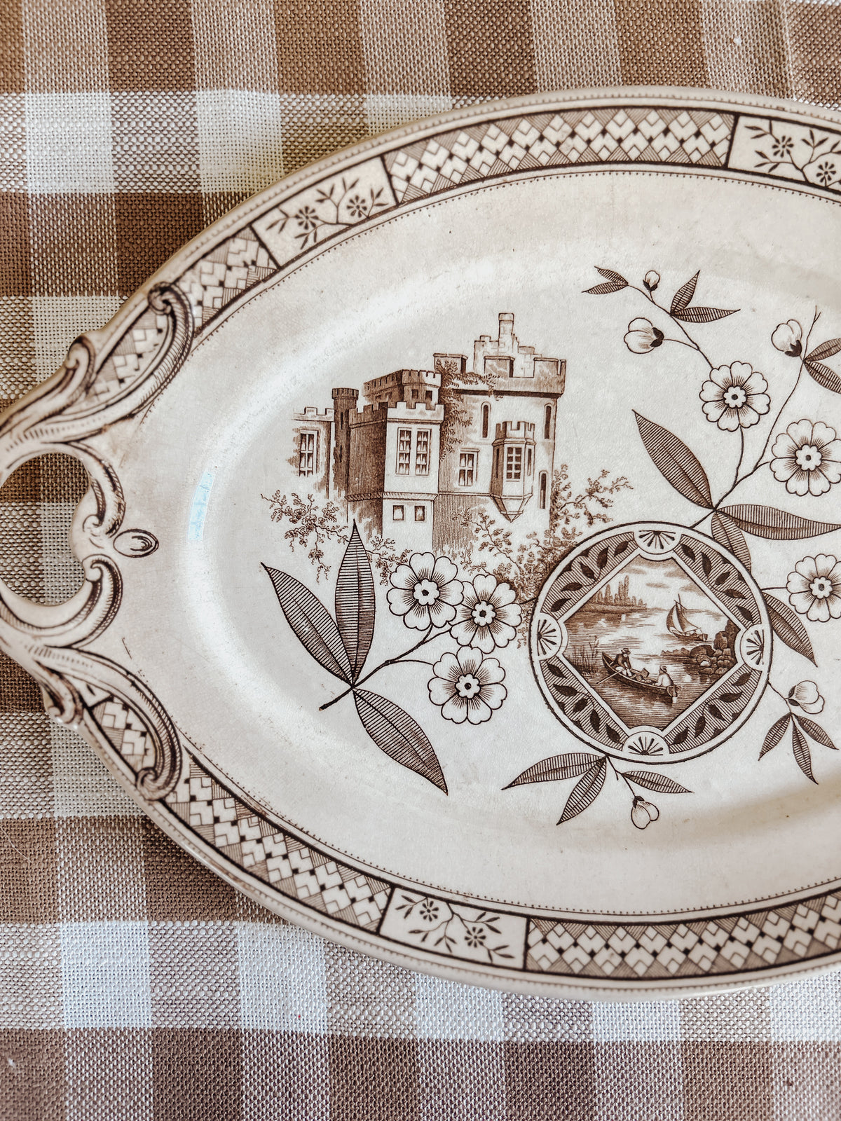 Antique Burgess & Leigh Brown Transferware Platter