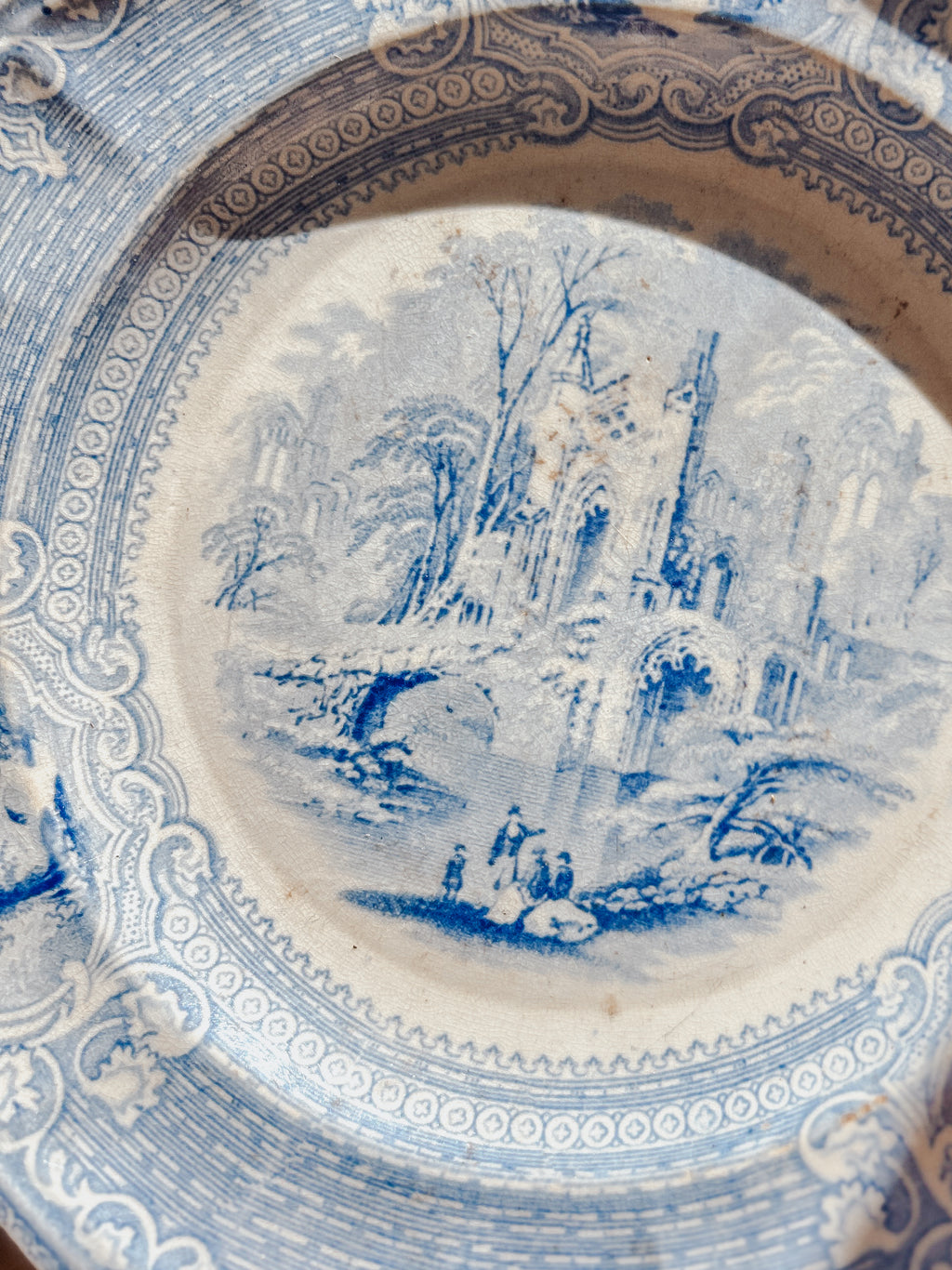 Antique Abbey Blue & White Ironstone Dish