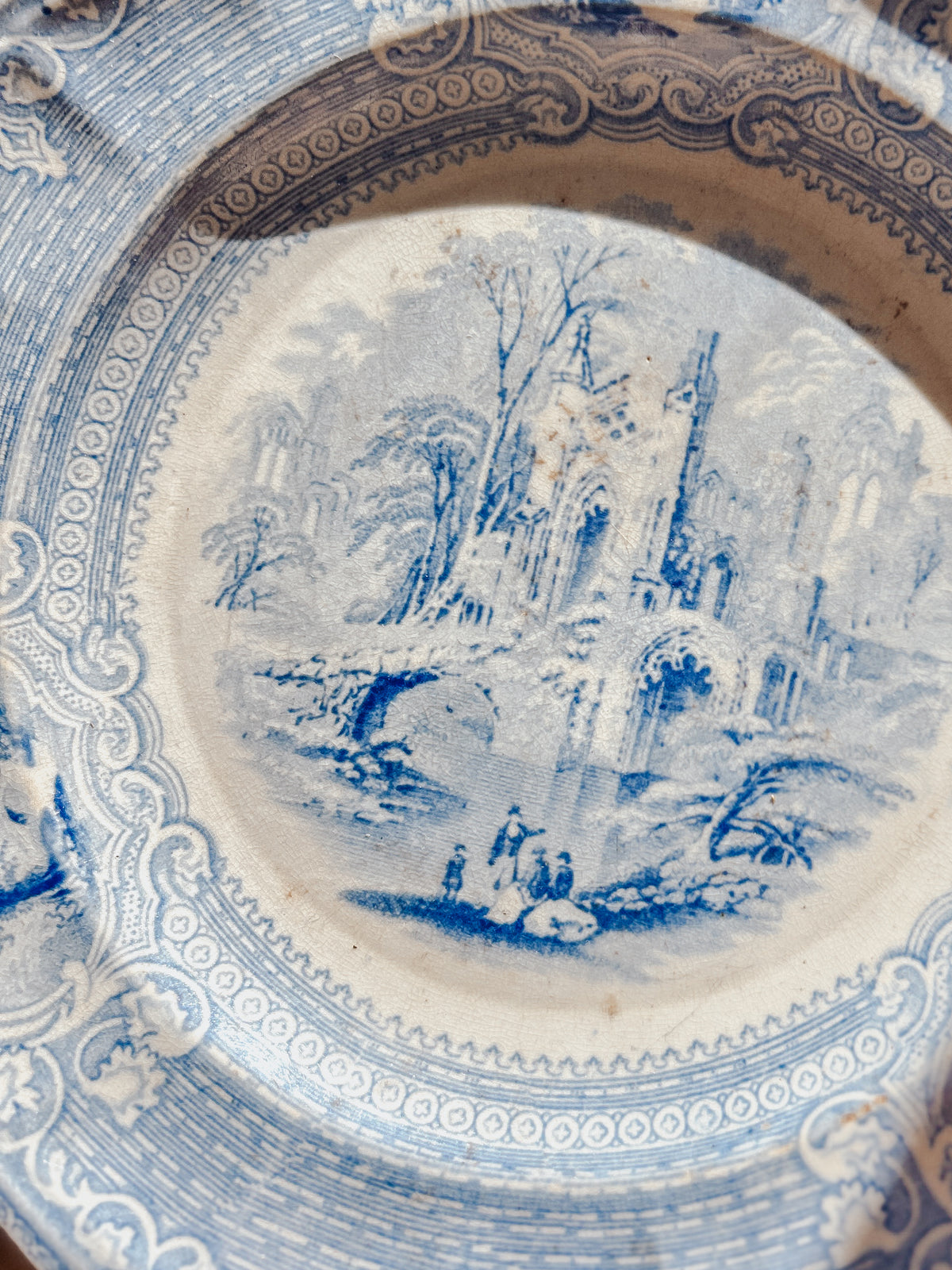 Antique Abbey Blue & White Ironstone Dish