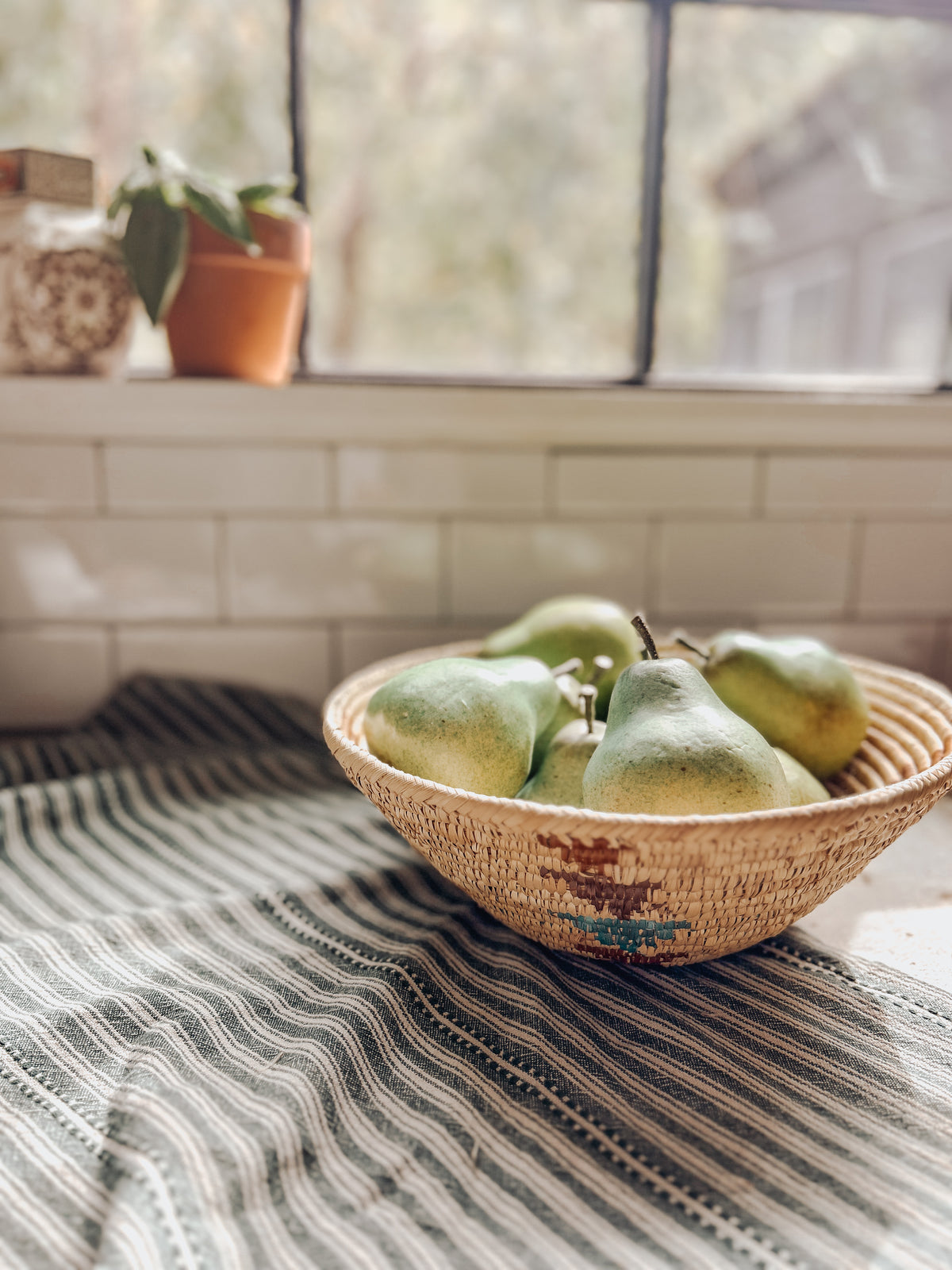 Vintage Tribal Woven Basket Fruit Bowl