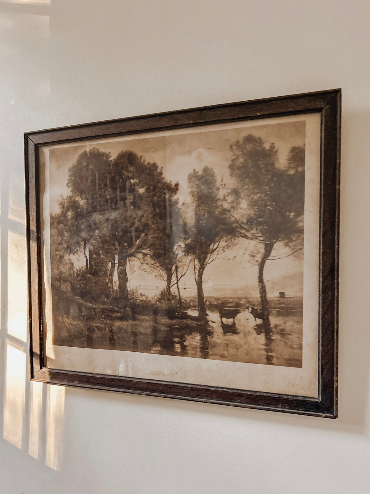 Vintage L’Etang by Corot Framed Lithograph Print