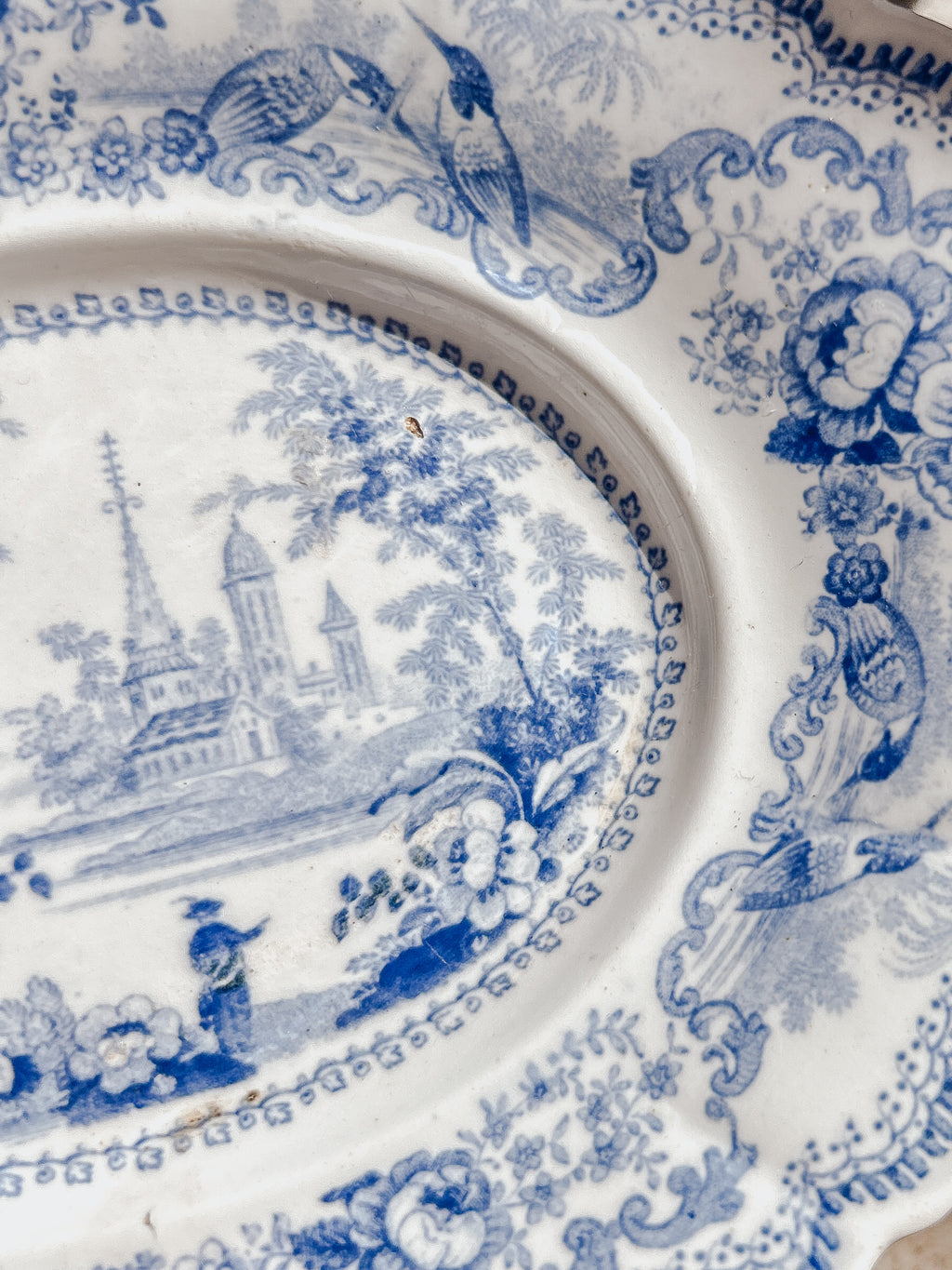 Vintage Blue & White Relish Dish