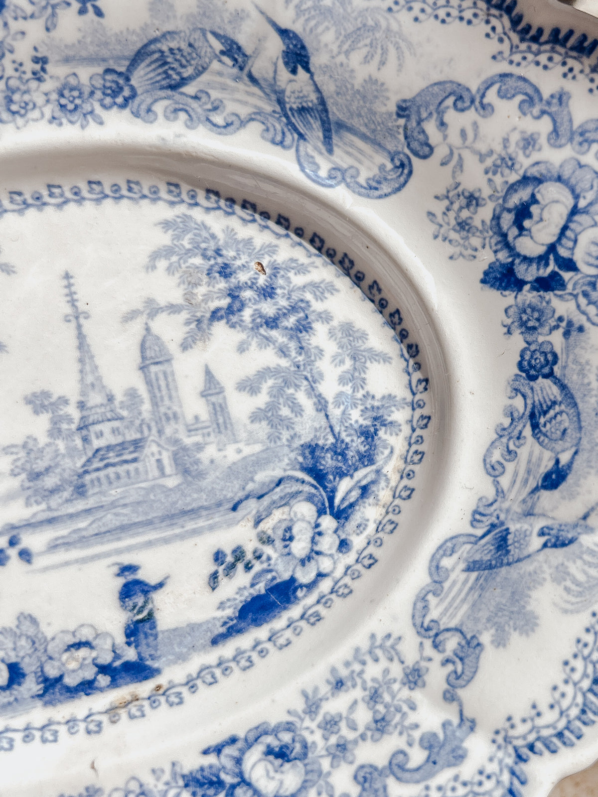 Vintage Blue & White Relish Dish