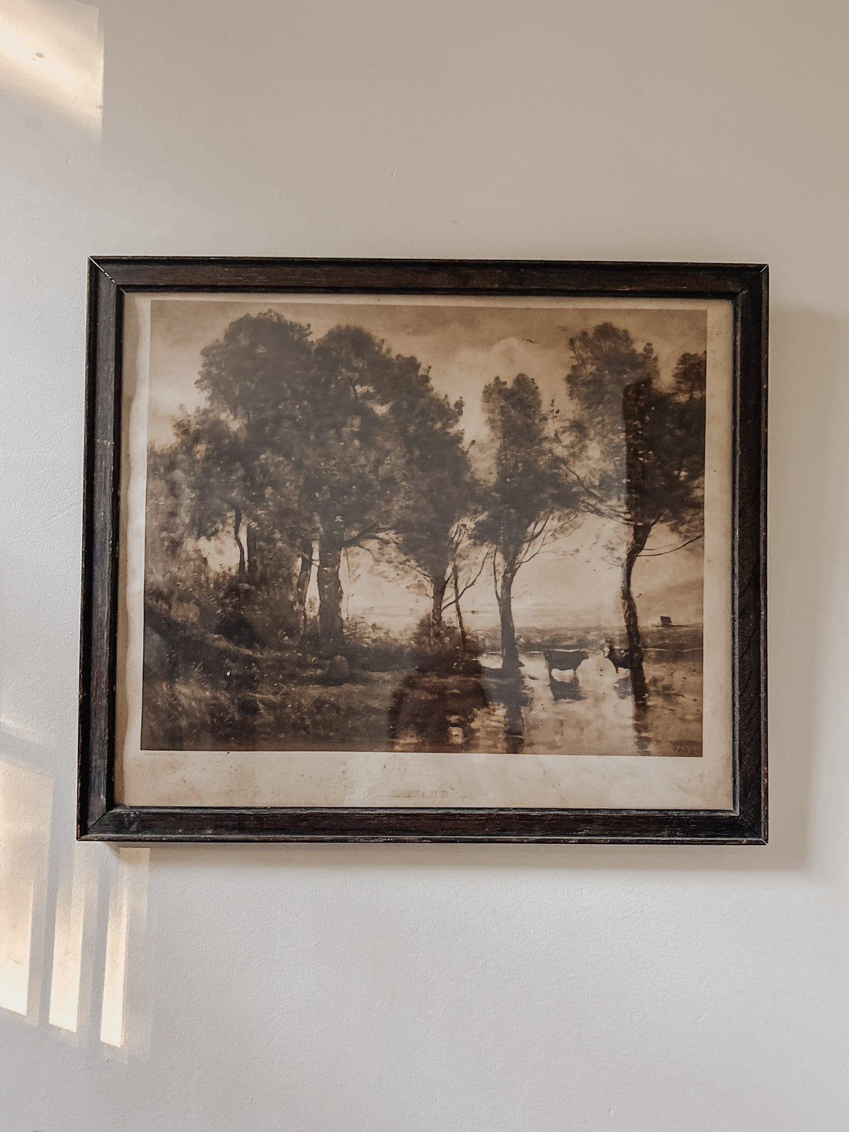 Vintage L’Etang by Corot Framed Lithograph Print
