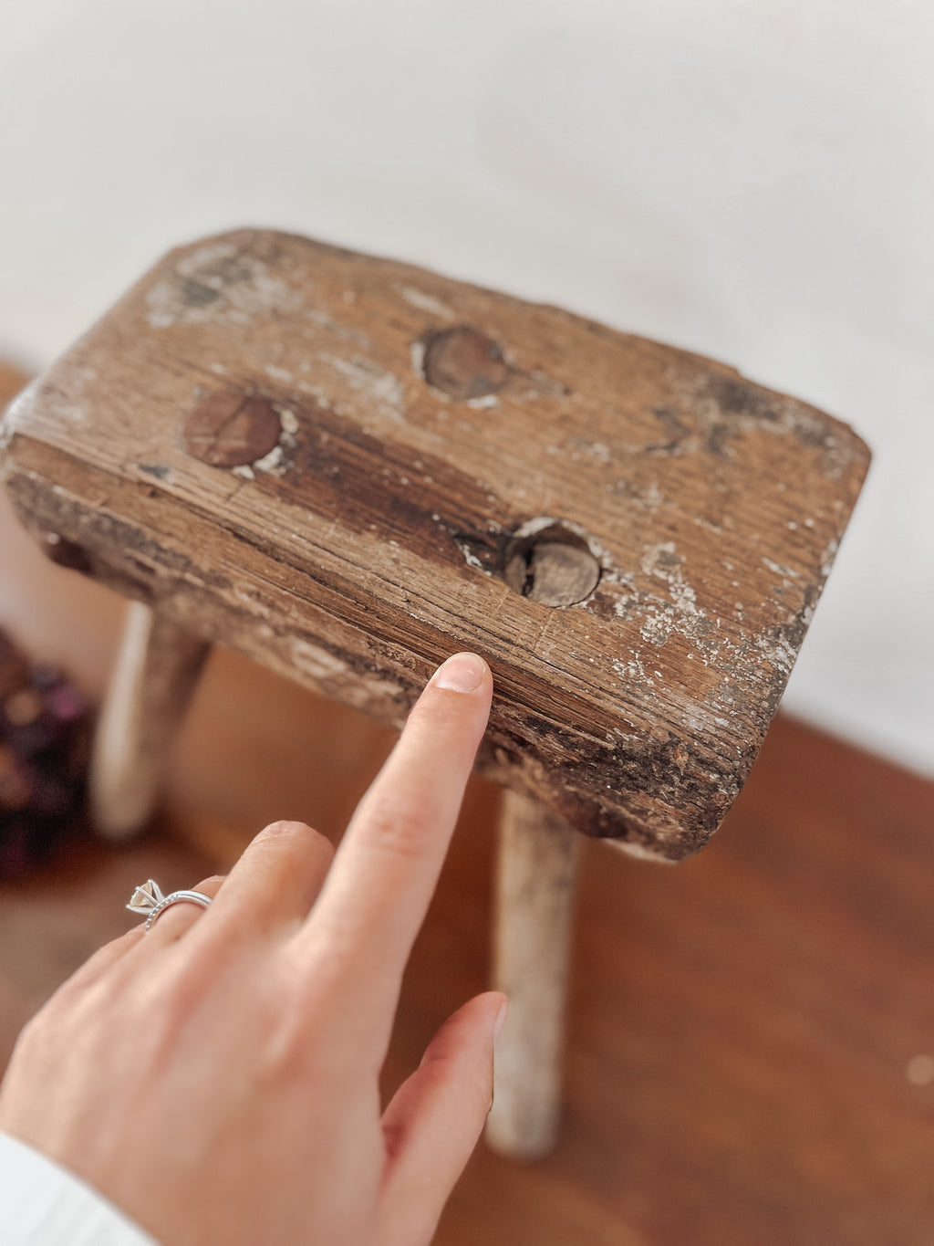 Antique Wooden Milking Stool