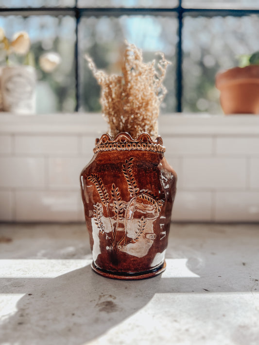 Vintage Handmade Stoneware Pottery Vase
