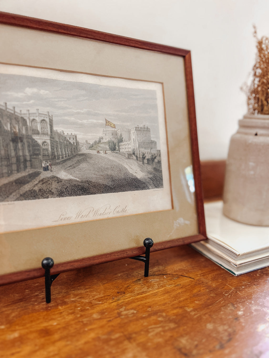 Vintage Hand Colored Etching of Windsor Castle