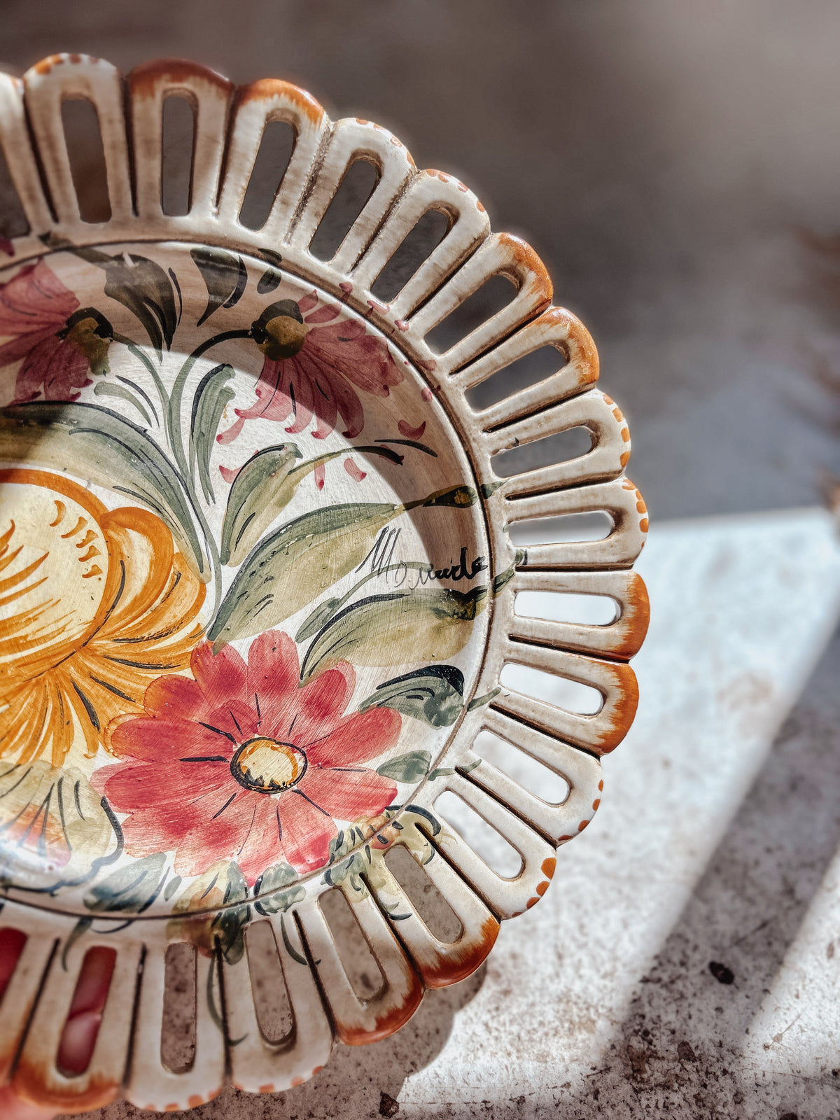 Vintage Hand Painted Italian Decorative Floral Dish