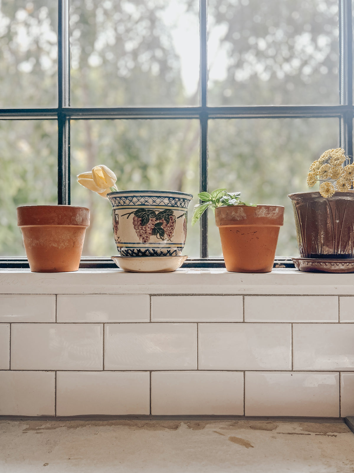 Vintage Grape Stoneware Planter
