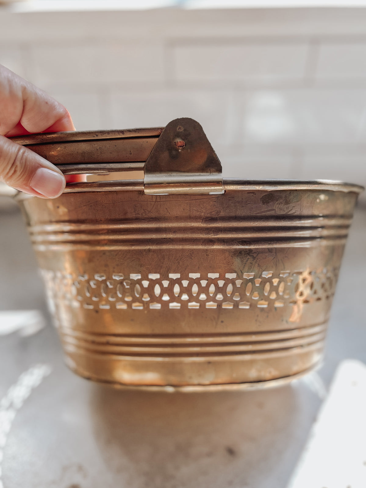 Vintage Brass Basket