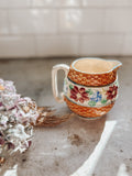 Vintage Japan Basketweave Floral Creamer Pitcher
