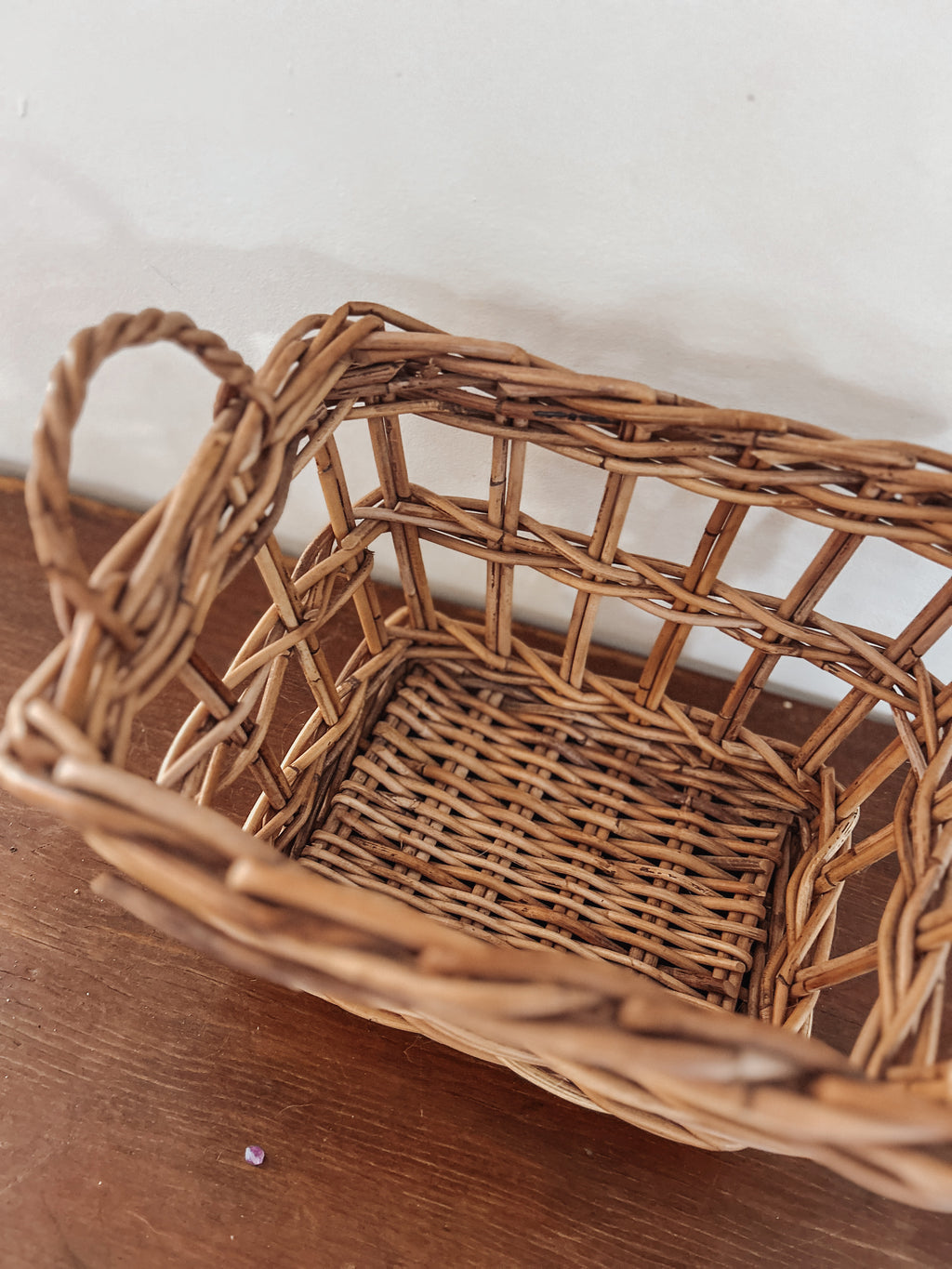 Vintage Rattan Open Weave Storage Basket