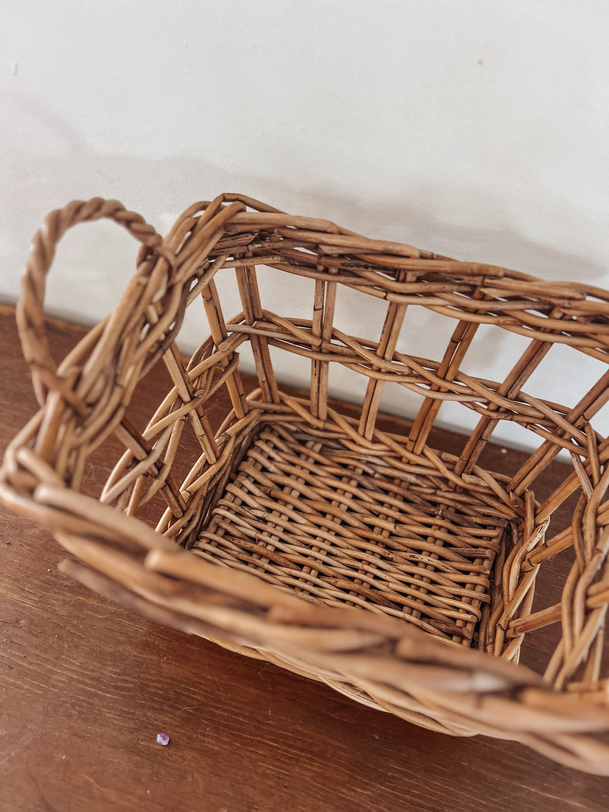 Vintage Rattan Open Weave Storage Basket