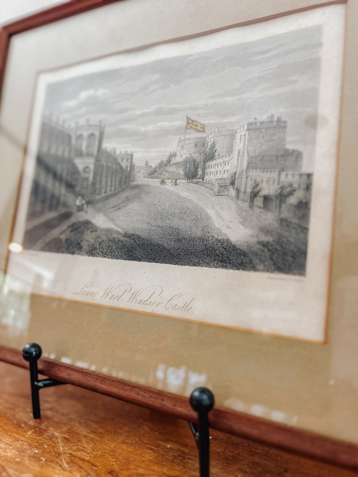 Vintage Hand Colored Etching of Windsor Castle