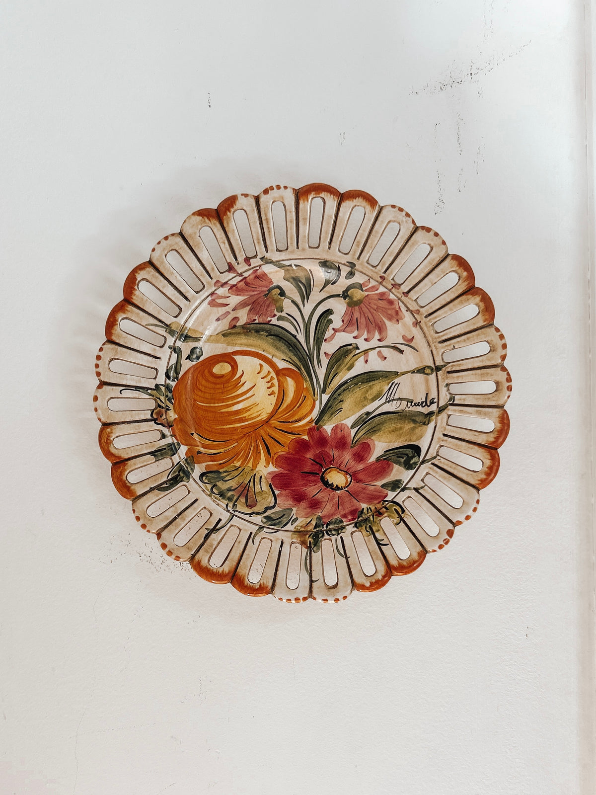 Vintage Hand Painted Italian Decorative Floral Dish