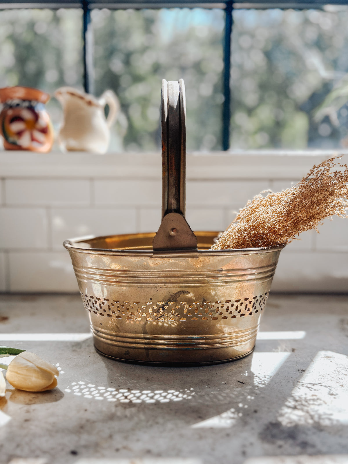 Vintage Brass Basket