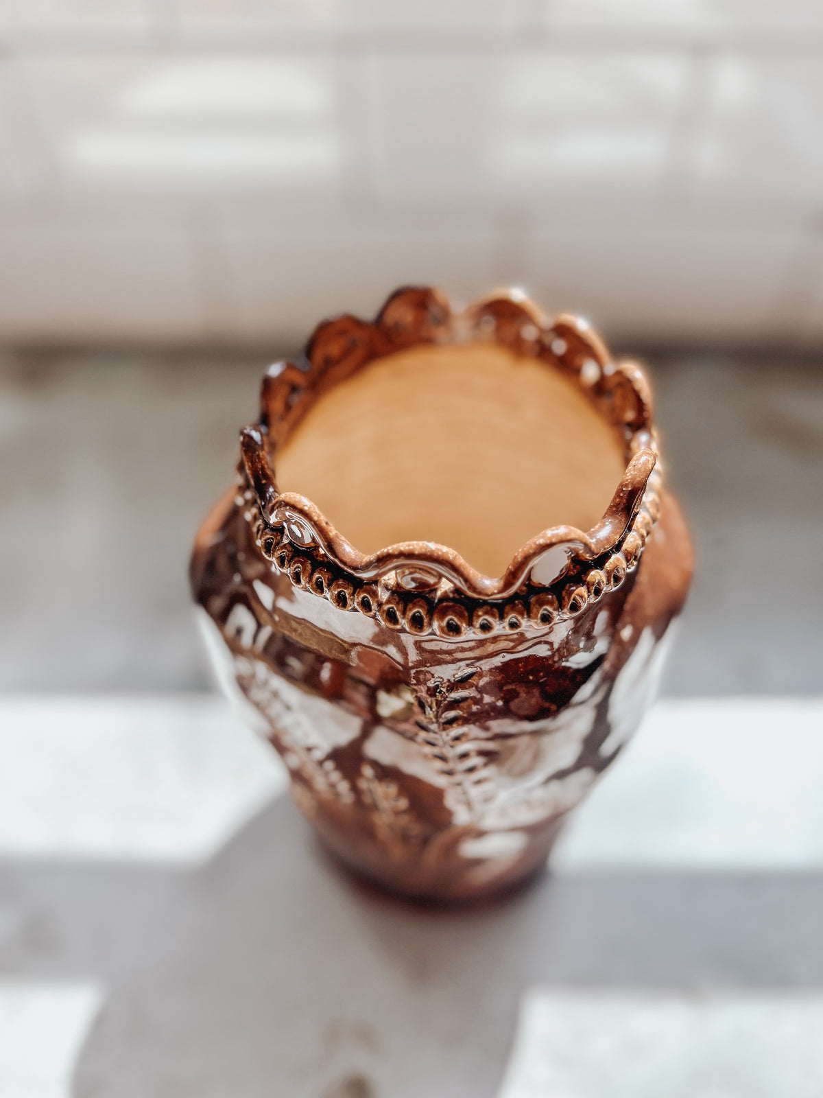 Vintage Handmade Stoneware Pottery Vase
