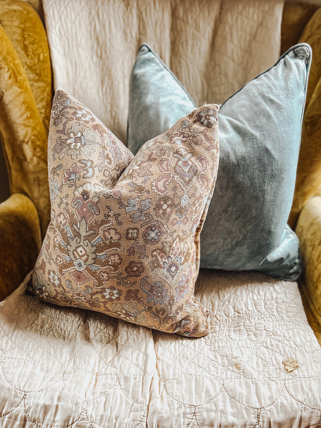 Neutral Floral Tribal Throw Pillow