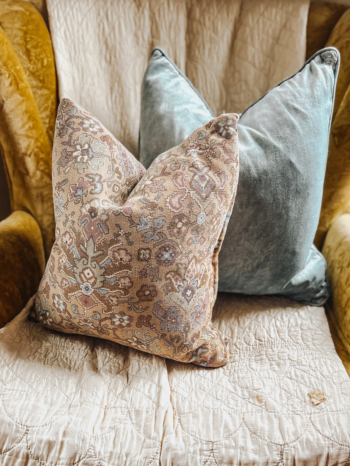 Neutral Floral Tribal Throw Pillow