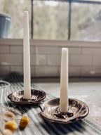 Vintage Ceramic Seashell Candlesticks or Trinket Dishes