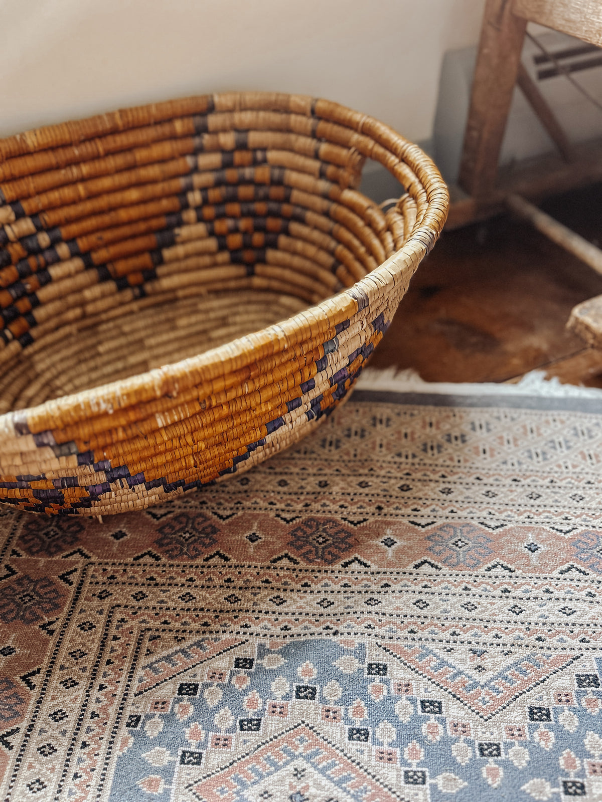 Vintage Hand Woven Tribal Basket