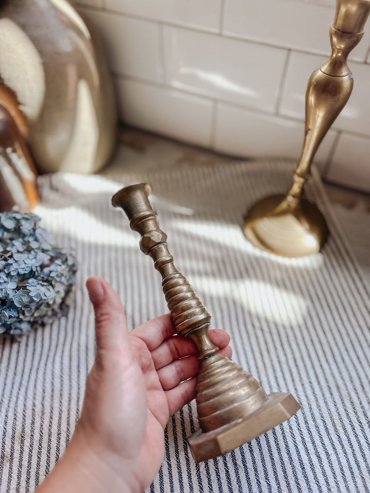 Vintage Brass Candlestick Set of 2