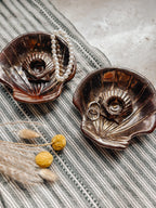 Vintage Ceramic Seashell Candlesticks or Trinket Dishes